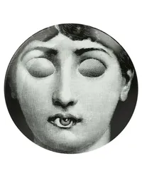 Fornasetti Teller mit Gesicht-Motiv Schwarz