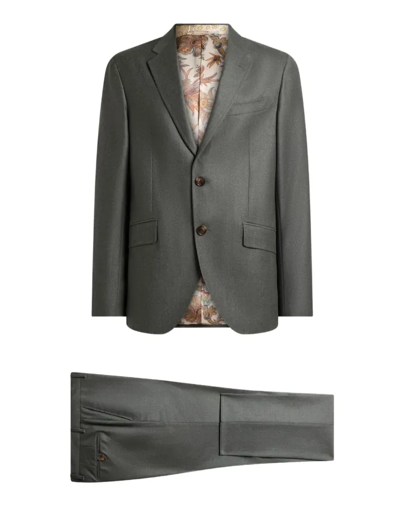 Etro single-breasted suit in wool flannel - Grau Grau