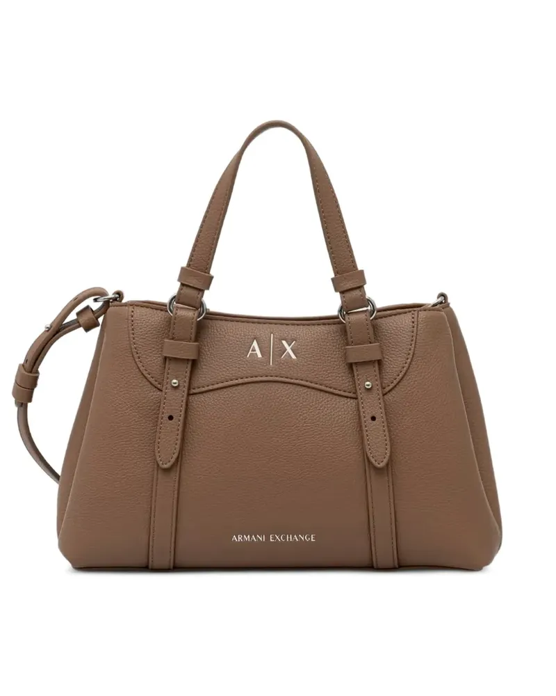 Armani Exchange Schultertasche mit Logo-Schild - Braun Braun