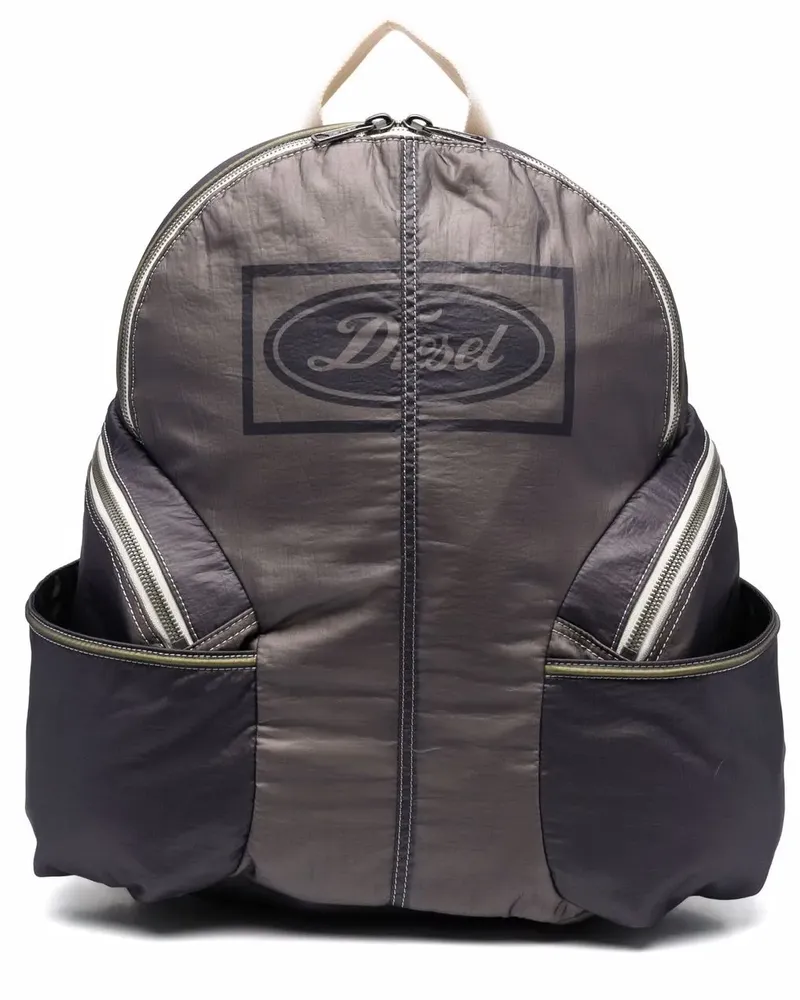 Diesel Rucksack mit Logo-Print - Grau Grau