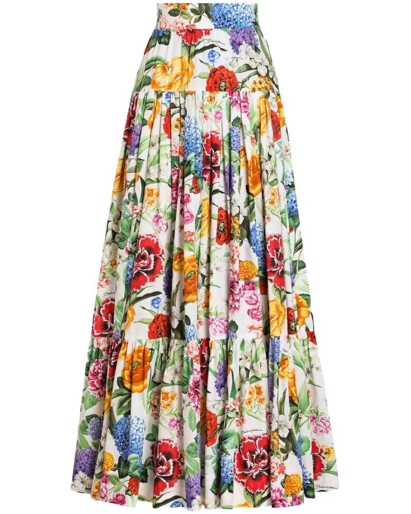 Dolce & Gabbana Maxirock mit Blumen-Print - Weiß Weiß