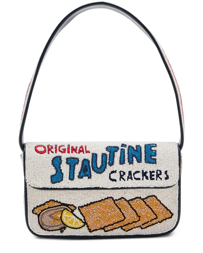STAUD Tommy Schultertasche mit Perlen - Weiß Weiß