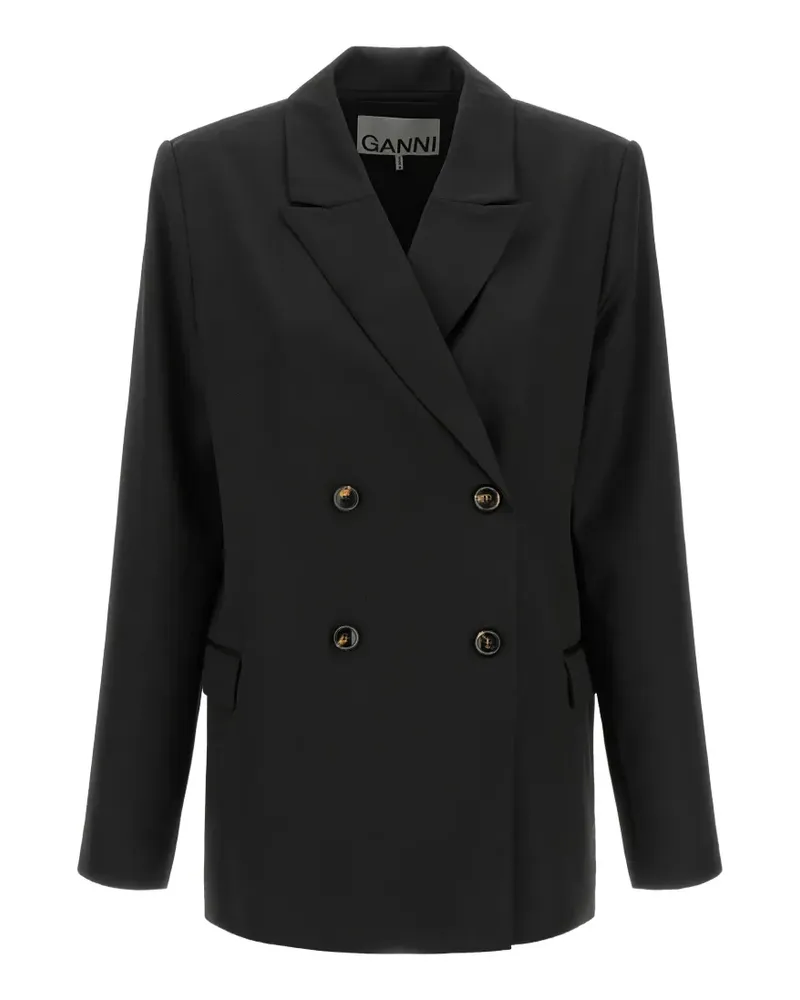 Ganni double-breasted wool blazer - Schwarz Schwarz