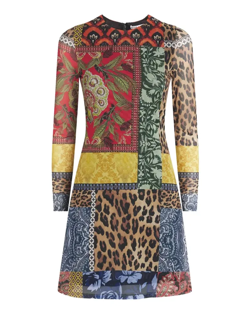 Alice + Olivia patchwork-print long-sleeve mini dress - Rot Rot