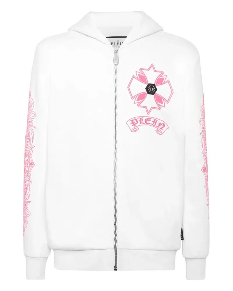Philipp Plein Chrome Hoodie mit Reißverschluss - Weiß Weiß