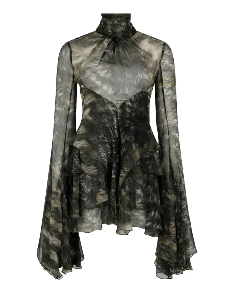 Roberto Cavalli Minikleid mit Pelz-Print - Grau Grau