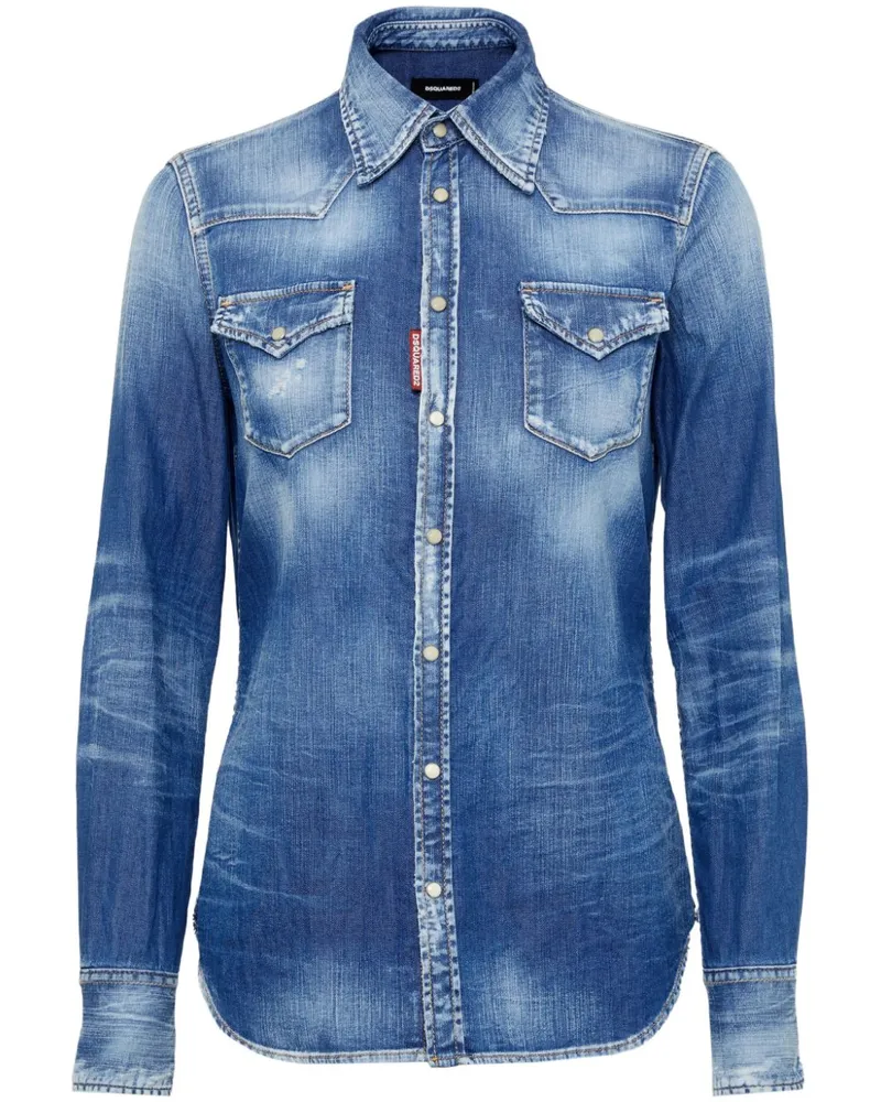 Dsquared2 Jeans-Hemd mit Tragefalten - Blau Blau