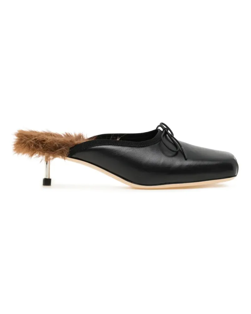 Simone Rocha Spitze Mules mit Faux Fur - Schwarz Schwarz