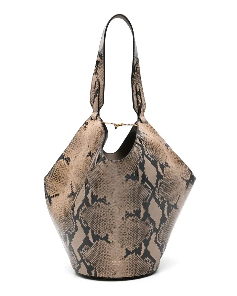 KHAITE Kleiner Lotus Tote Bag mit Schlangeneffekt - Nude Nude