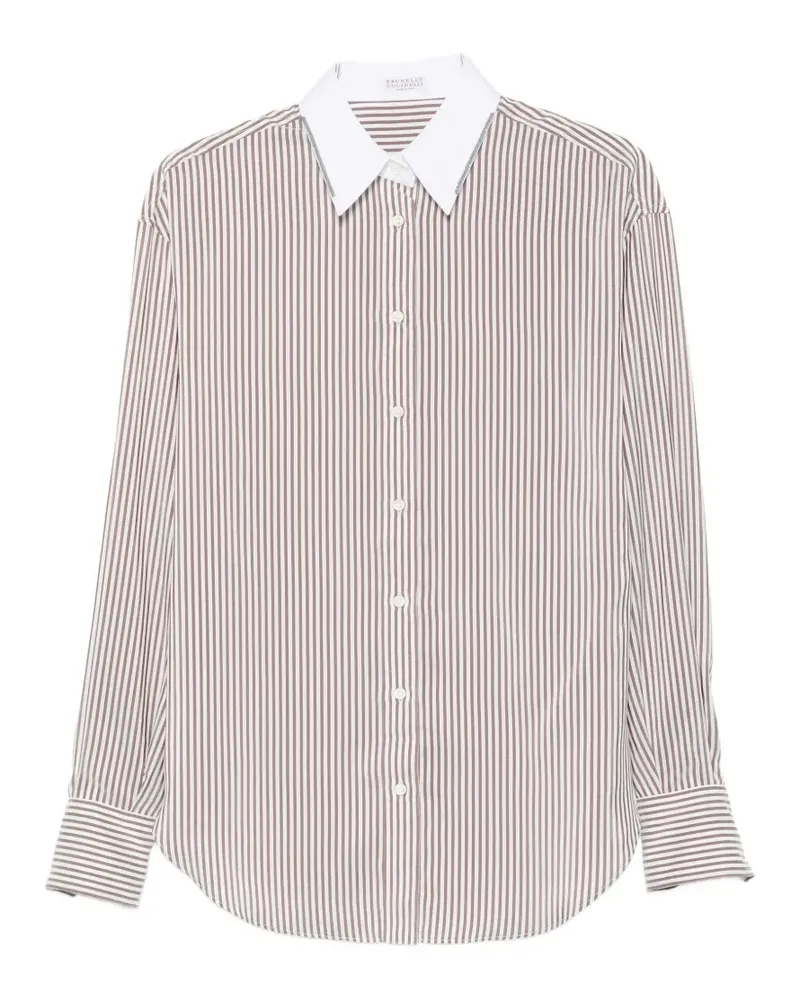 Brunello Cucinelli Gestreiftes Monili Hemd - Nude Nude
