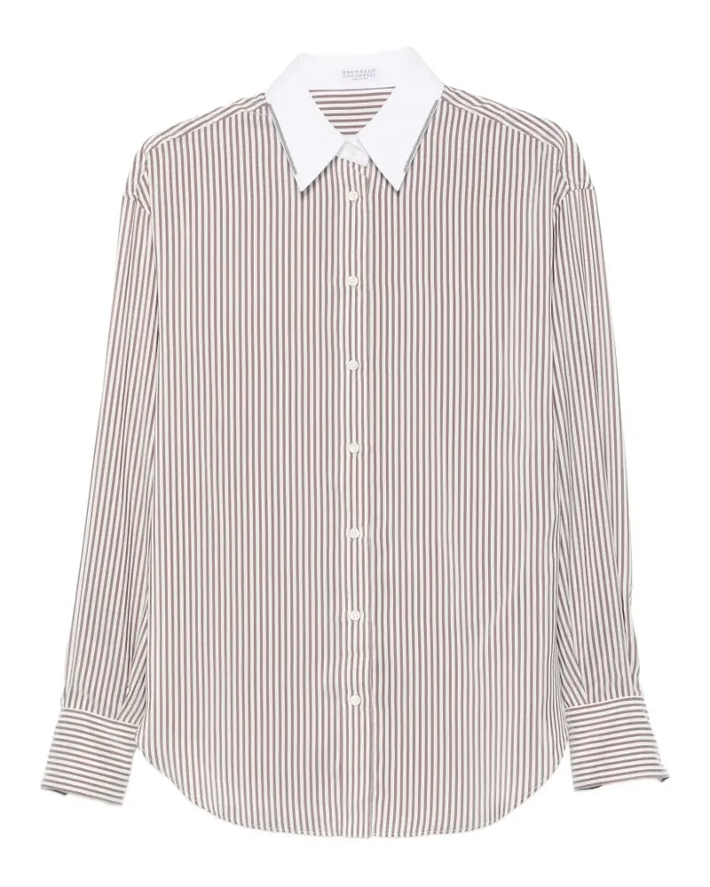 Brunello Cucinelli Gestreiftes Monili Hemd - Nude Nude