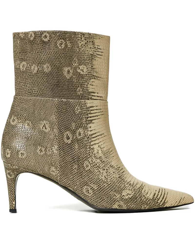 Twin-Set Spitze Stiefel mit Eidechsen-Print - Gold Gold