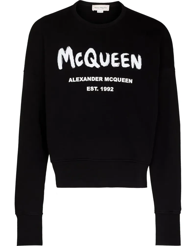 Alexander McQueen Sweatshirt mit Graffiti-Print - Schwarz Schwarz
