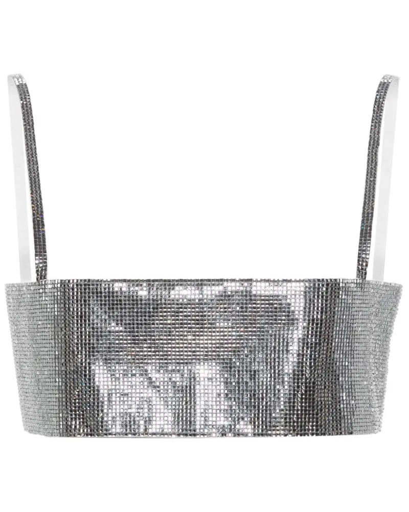 Nuè Mirror Cropped-Top mit Strass - Grau Grau