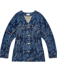 Ganni Jeansjacke mit Blumen-Print Blau