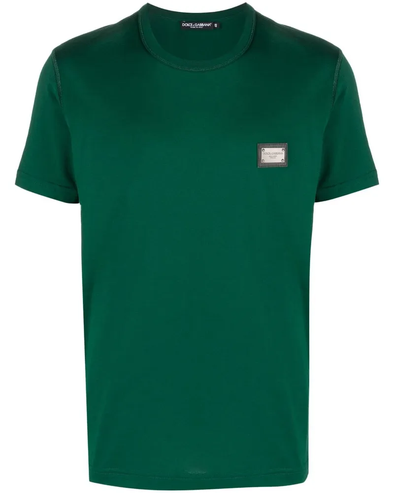 Dolce & Gabbana T-Shirt mit Logo-Patch - Grün Grün