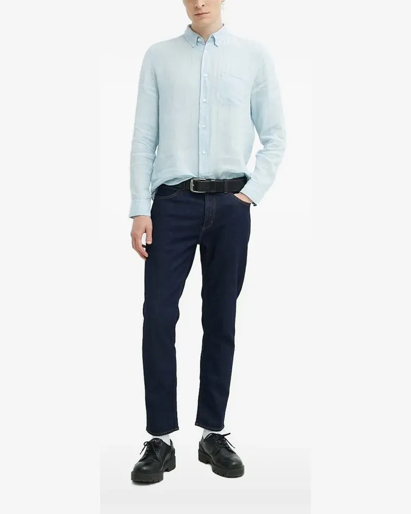 HUGO BOSS Leinenhemd mit aufgesetzter Tasche - Blau Blau