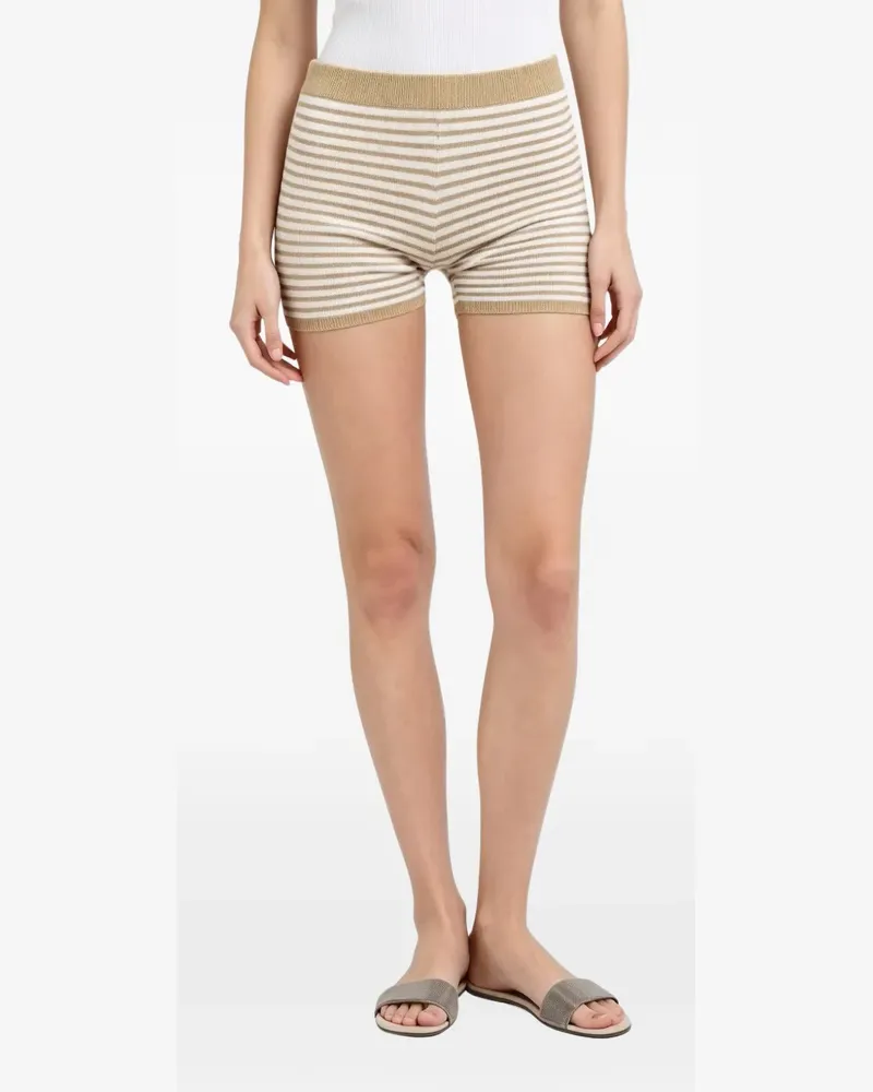 Brunello Cucinelli Gestrickte Shorts mit Streifen - Nude Nude
