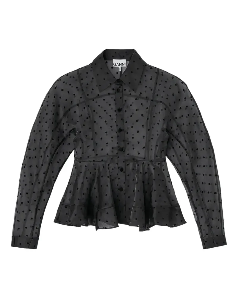 Ganni polka-dot peplum jacket - Schwarz Schwarz