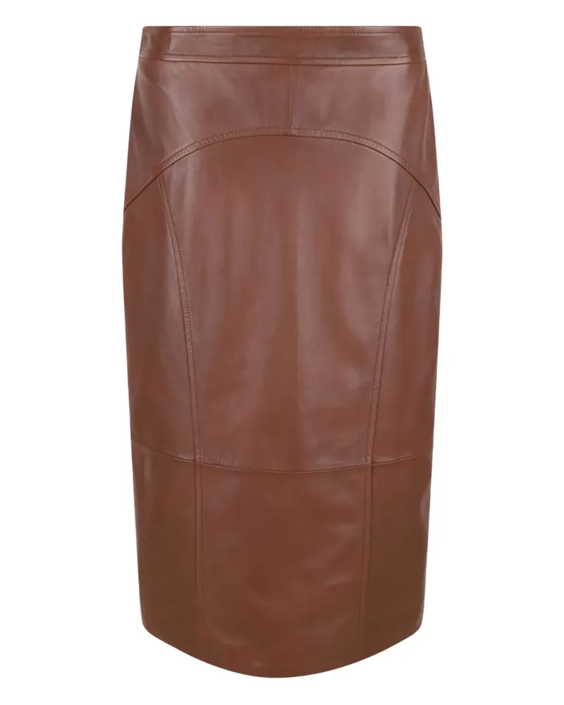 Max Mara Midirock mit Ledereinsätzen - Braun Braun