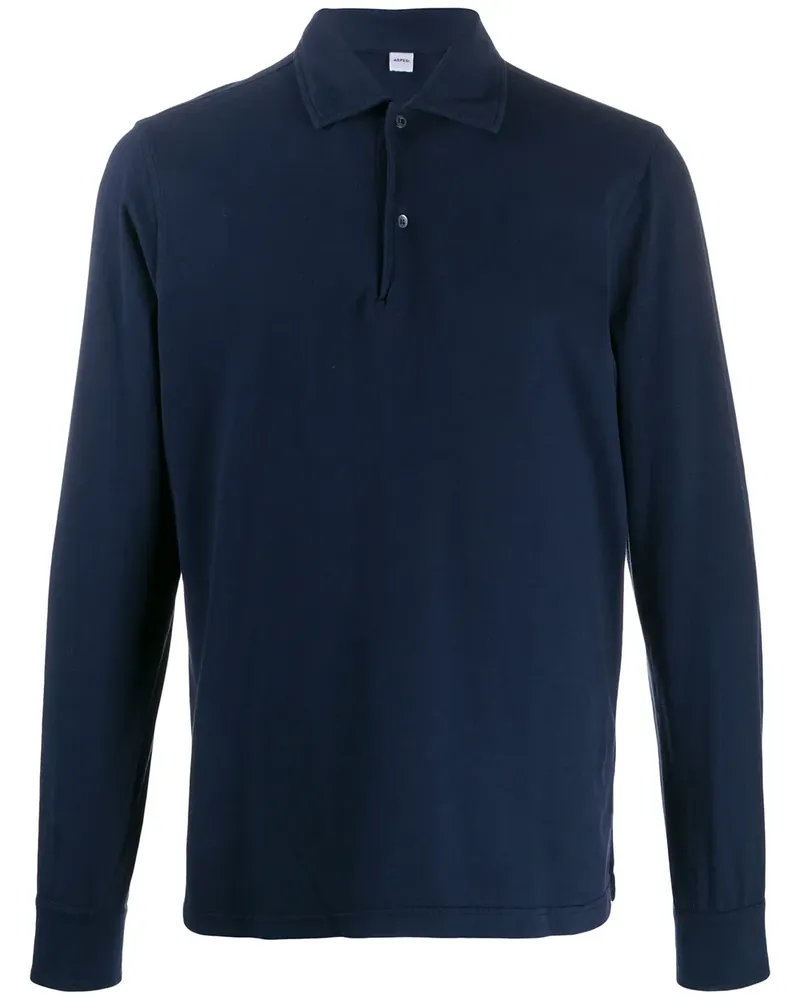 ASPESI Poloshirt mit langen Ärmeln - Blau Blau