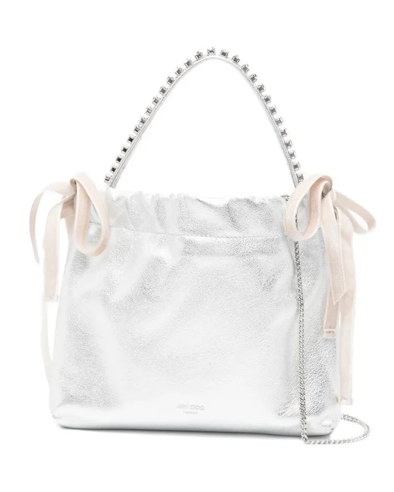 Jimmy Choo mini embellished drawstring tote bag - Silber Silber