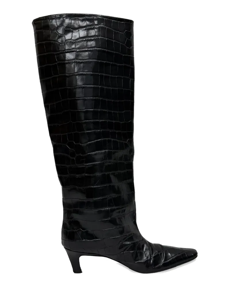 Totême croc-embossed knee-high boots - Schwarz Schwarz