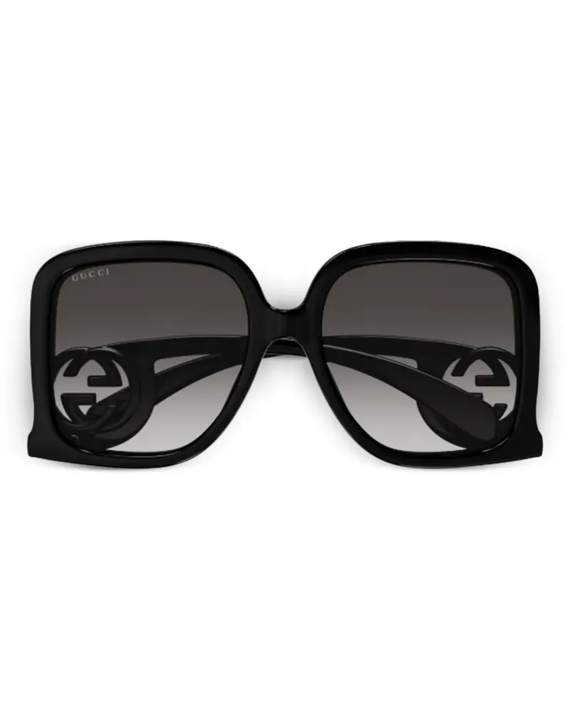 Gucci Eckige Sonnenbrille mit Logo - Schwarz Schwarz