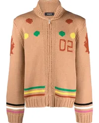 Dsquared2 Intarsien-Cardigan mit Reißverschluss Braun