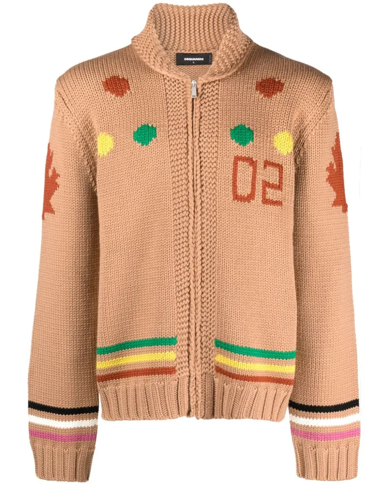 Dsquared2 Intarsien-Cardigan mit Reißverschluss - Braun Braun