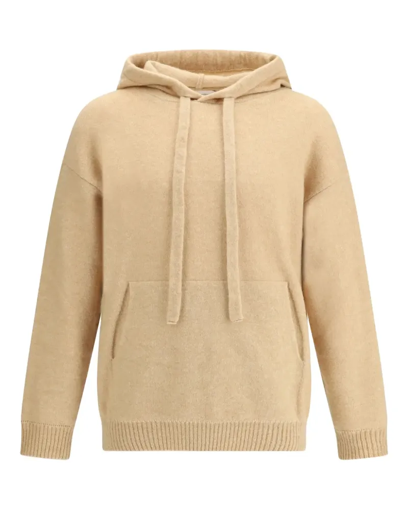 Laneus kangaroo-pocket knitted hoodie - Nude Nude