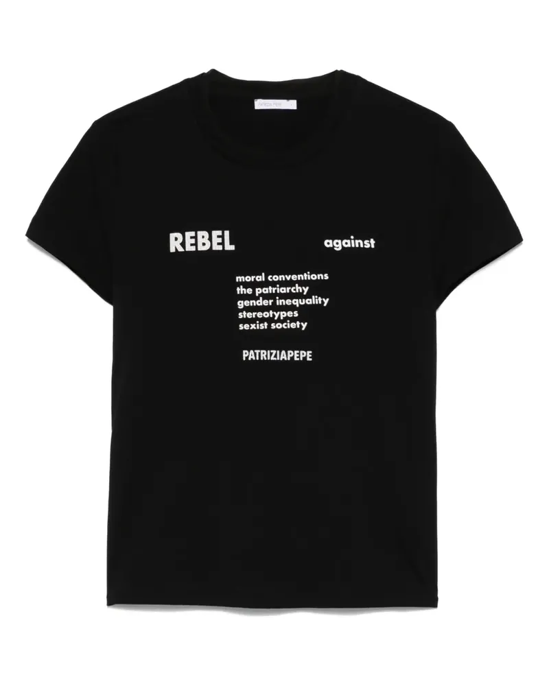 Patrizia Pepe T-Shirt mit vorstehendem Text - Schwarz Schwarz