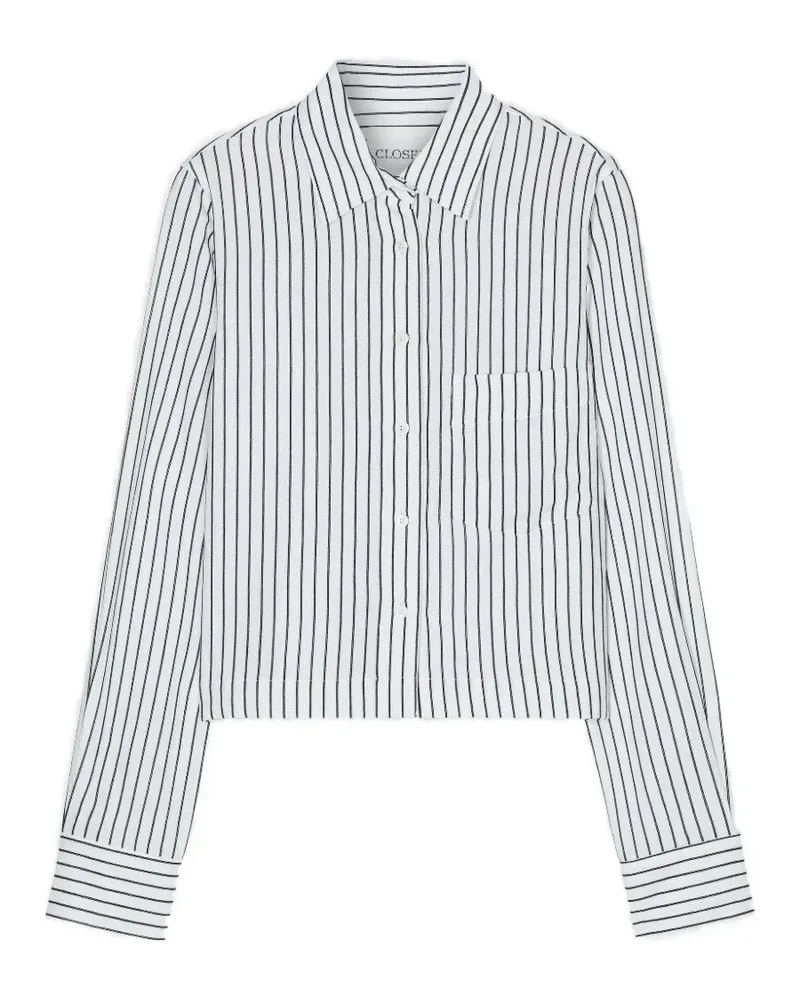 Closed striped crop-shirt - Nude Nude
