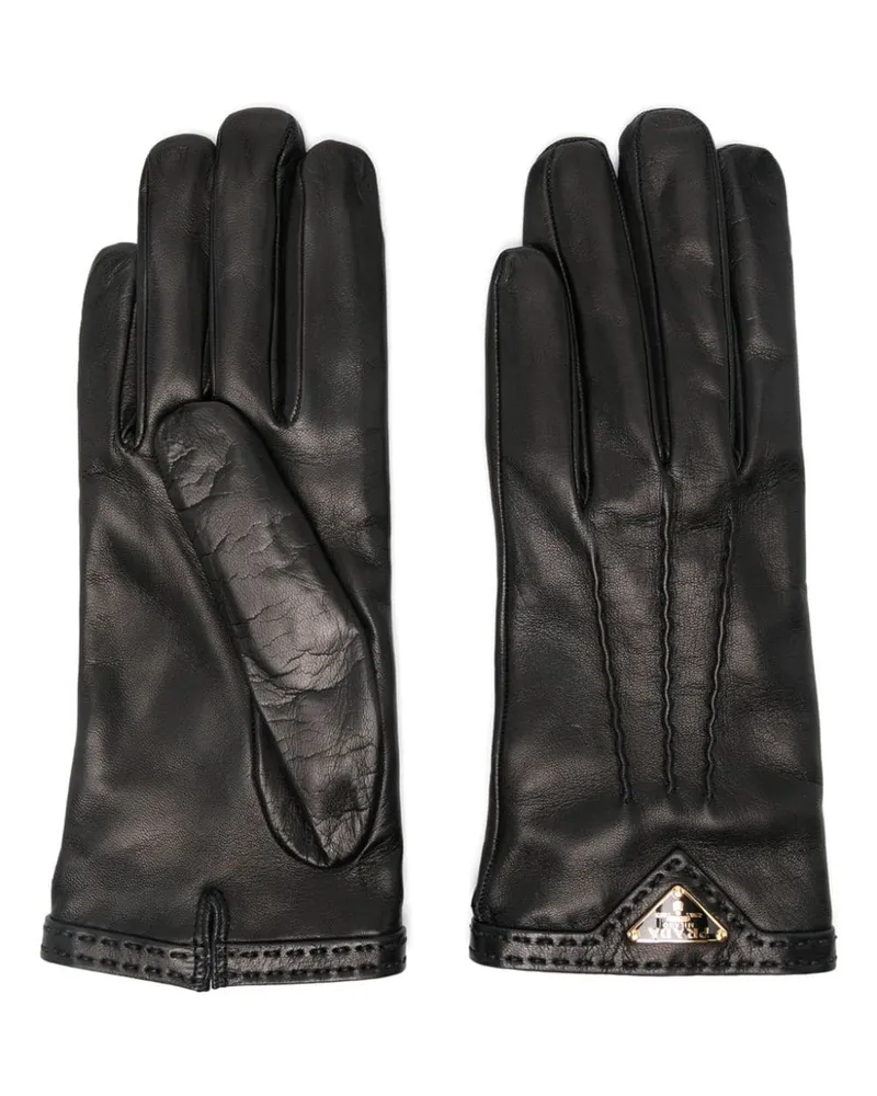 Prada Handschuhe mit Triangel-Logo - Schwarz Schwarz