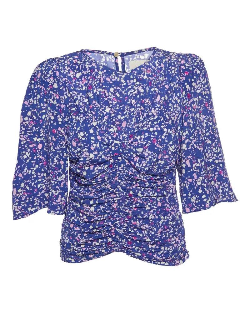 Isabel Marant Geraffte Bluse mit meliertem Print - Blau Blau