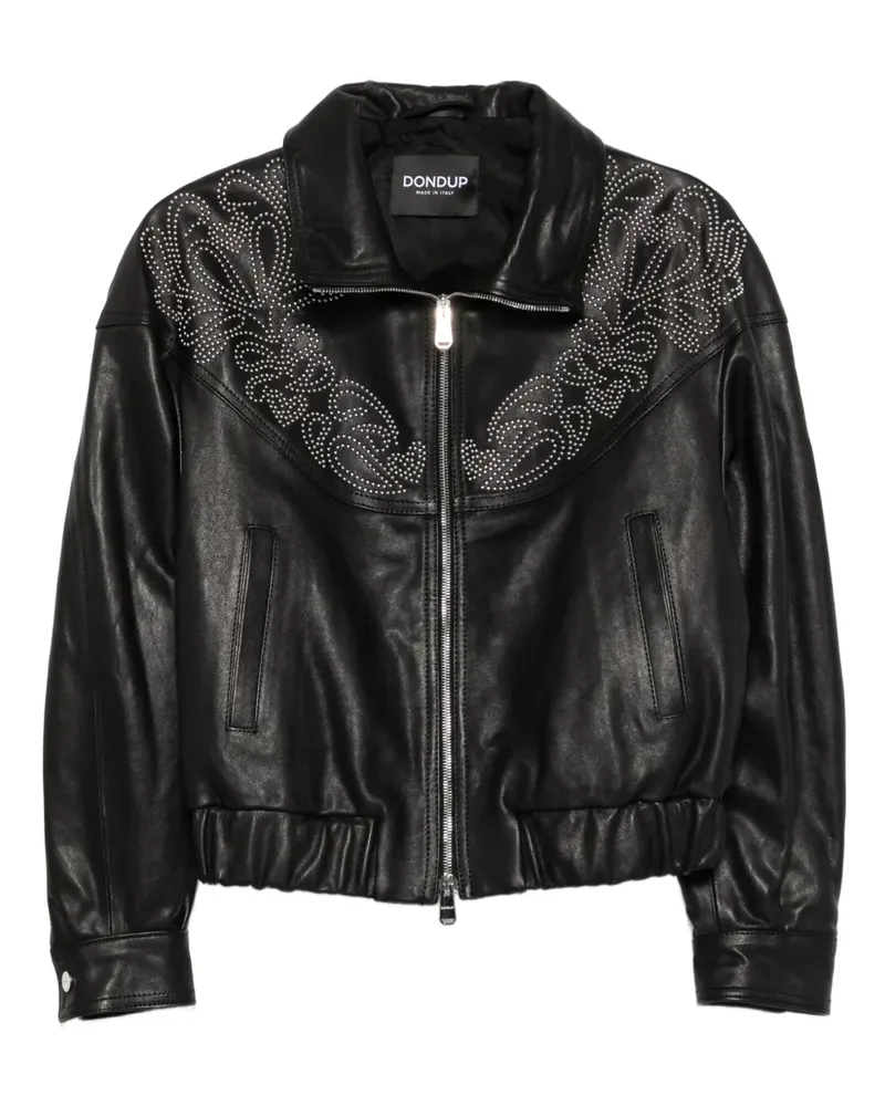 Dondup Lederjacke mit Verzierung - Schwarz Schwarz