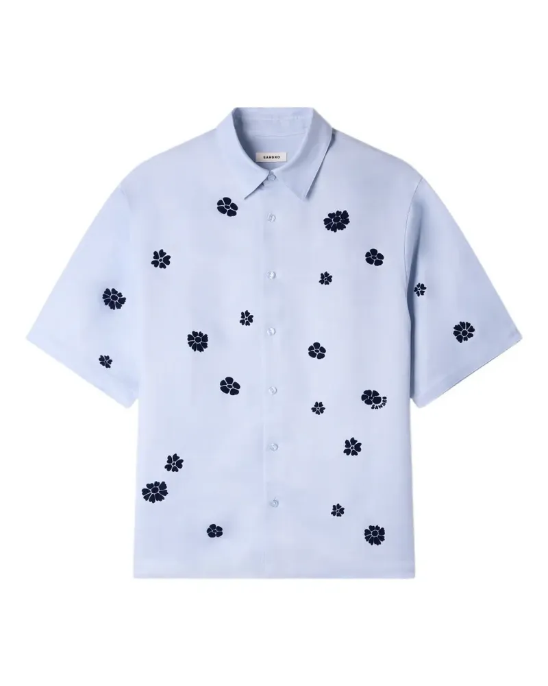 Sandro flock-print floral-pattern shirt - Blau Blau