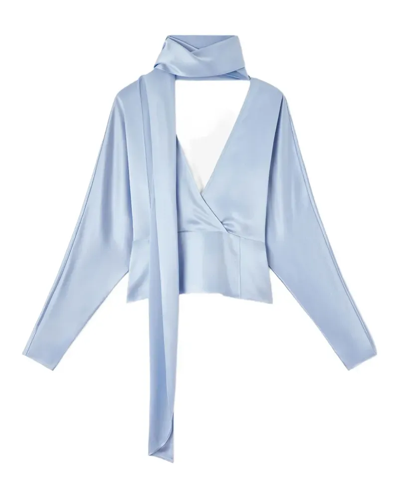 Ganni Gewickelte Bluse mit Schaldetail - Blau Blau