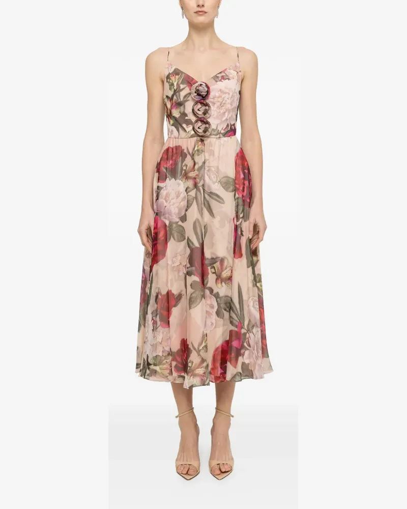 NISSA floral silk dress - Nude Nude
