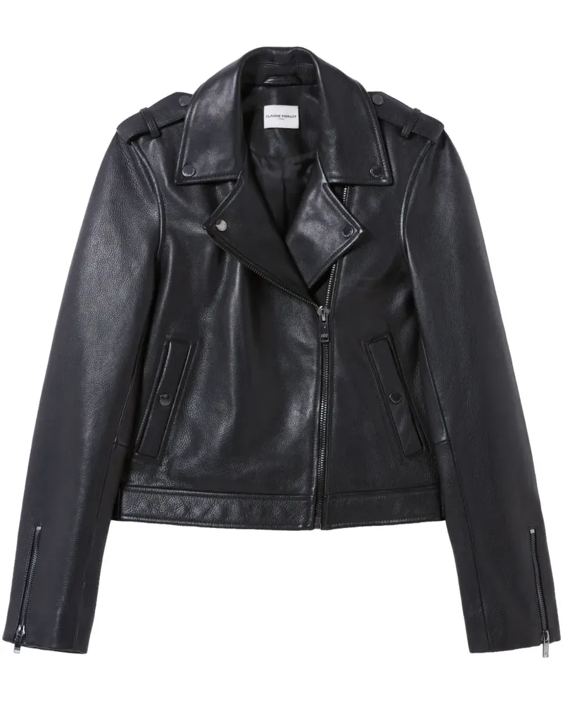 Claudie Pierlot Klassische Lederjacke - Schwarz Schwarz