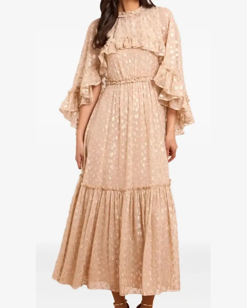 Needle & Thread Harper Midikleid mit Cape-Ärmeln - Nude Nude