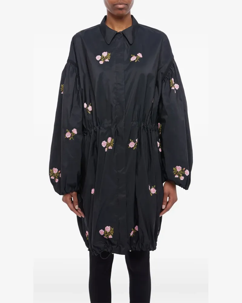 Giambattista Valli flower-embroidered coat - Schwarz Schwarz