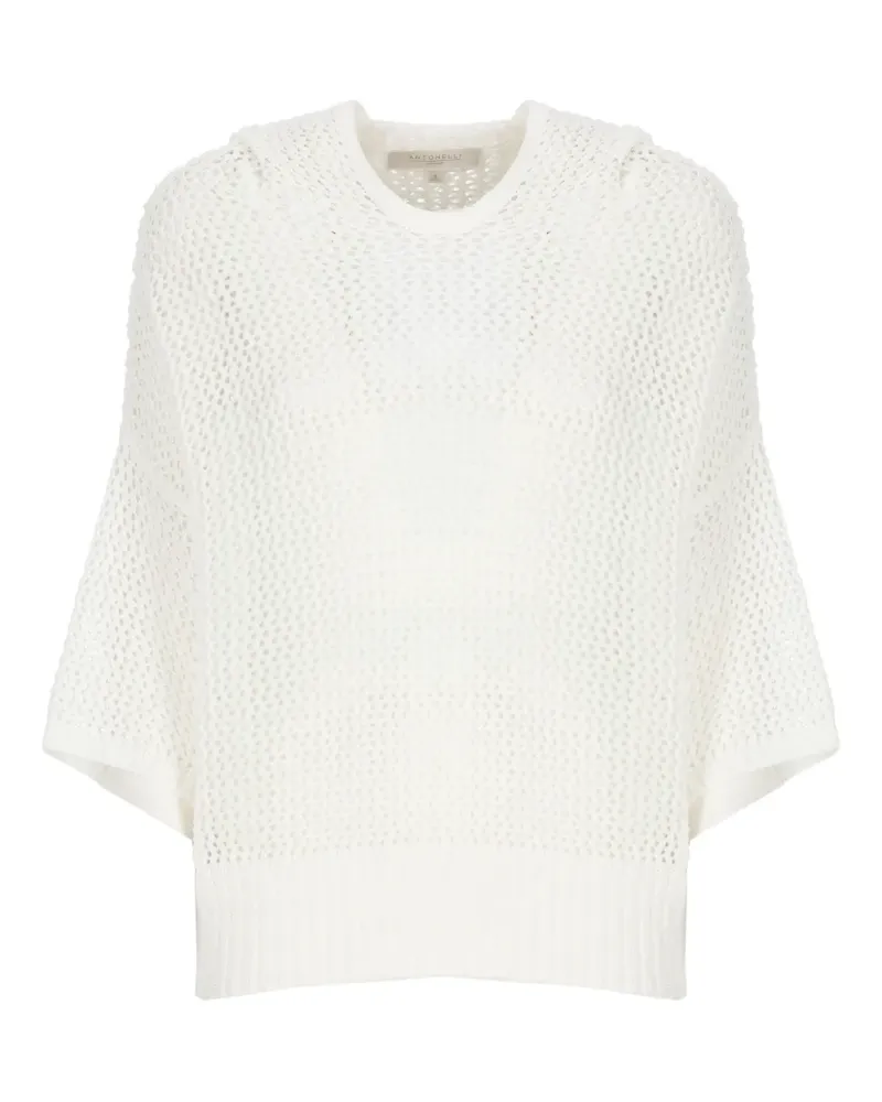 Antonelli Firenze Kapuzenpullover mit Lochmuster - Weiß Weiß