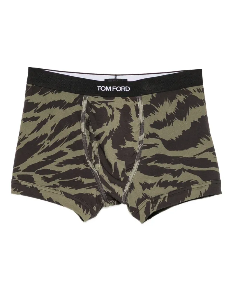 Tom Ford tiger-print logo-waistband boxer briefs - Grün Grün