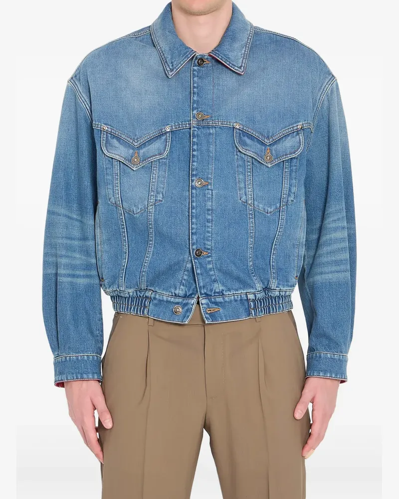 Versace point collar medusa cotton denim jacket - Blau Blau