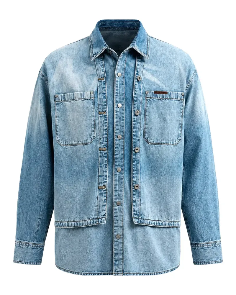 Lee x Feng Chen Wang layered-detail denim shirt - Blau Blau