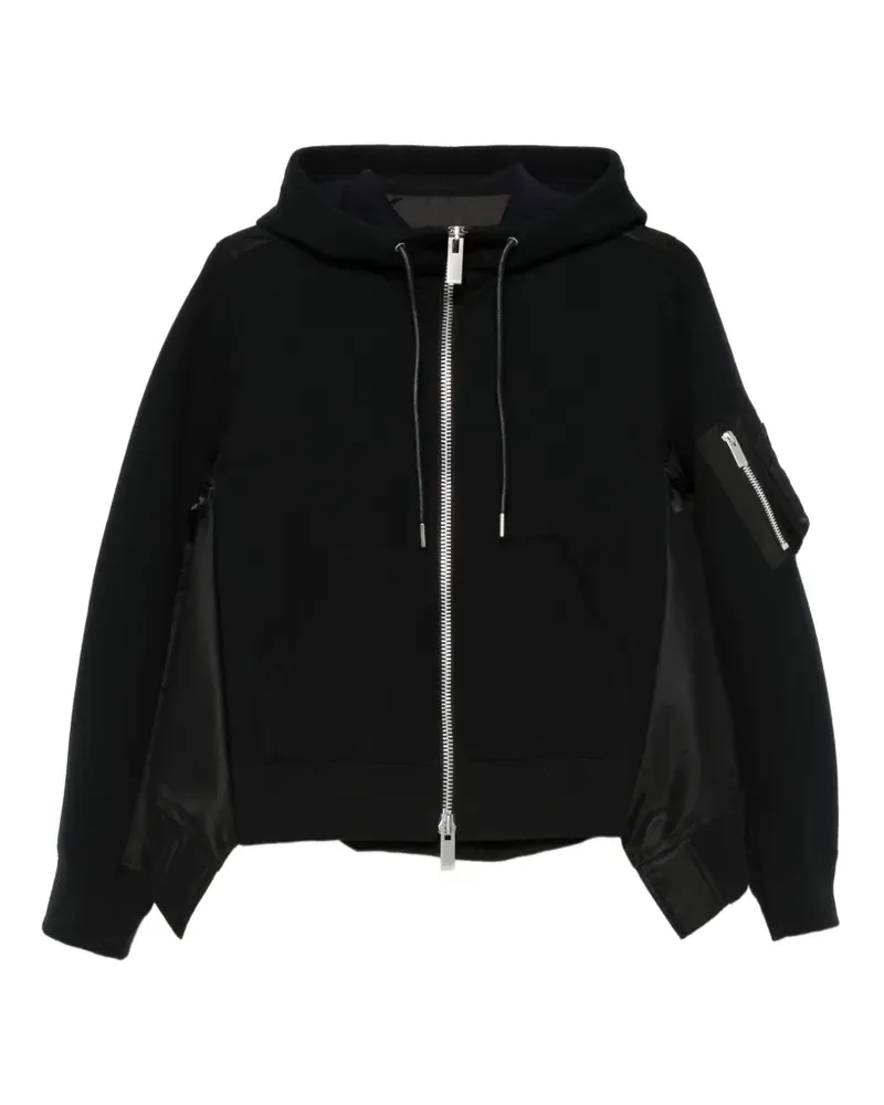 Sacai hooded zip-up jacket - Schwarz Schwarz