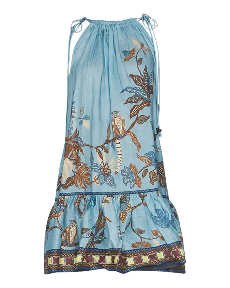 ALEMAIS Georgie ruffled printed mini dress - Blau Blau