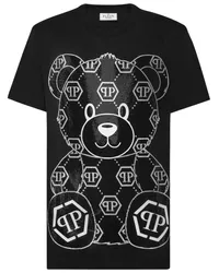 Philipp Plein Teddy Bear-appliqué cotton shirt Schwarz