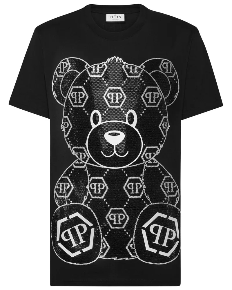 Philipp Plein Teddy Bear-appliqué cotton shirt Schwarz